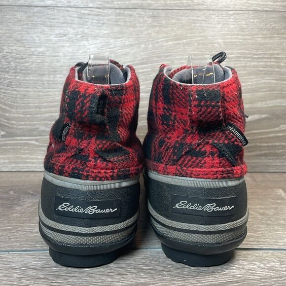 Eddie Bauer Hunt Pack Mid Red Plaid Women’s Sz 7.5 Waterproof Lace Up Duck Boots - Picture 4 of 11